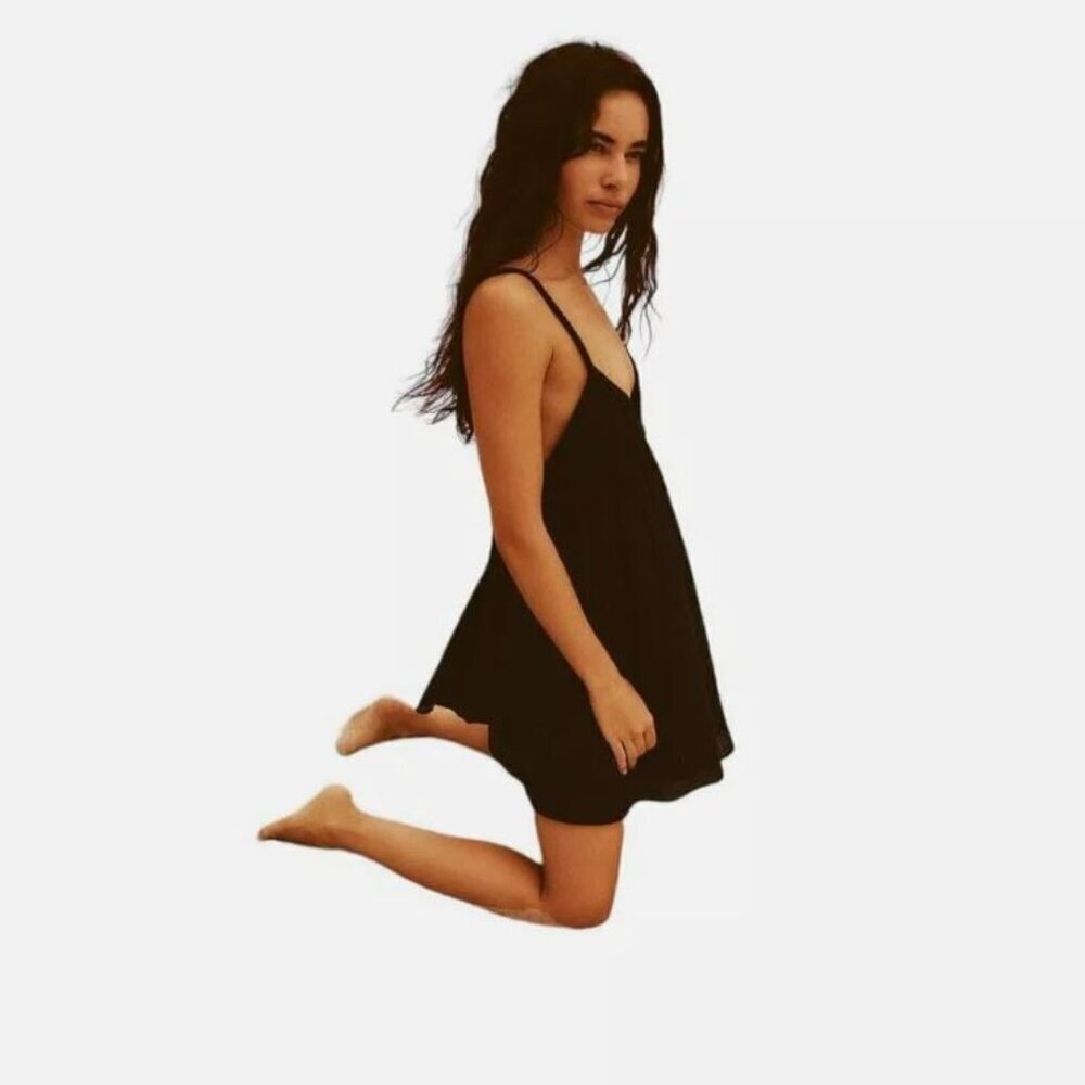 ZARA PLAYSUIT WITH WOVEN STRAPS BLACK SIZE M 7200 355 800